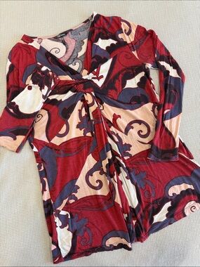 Daisy Fuentes Pink and Gray Printed Top